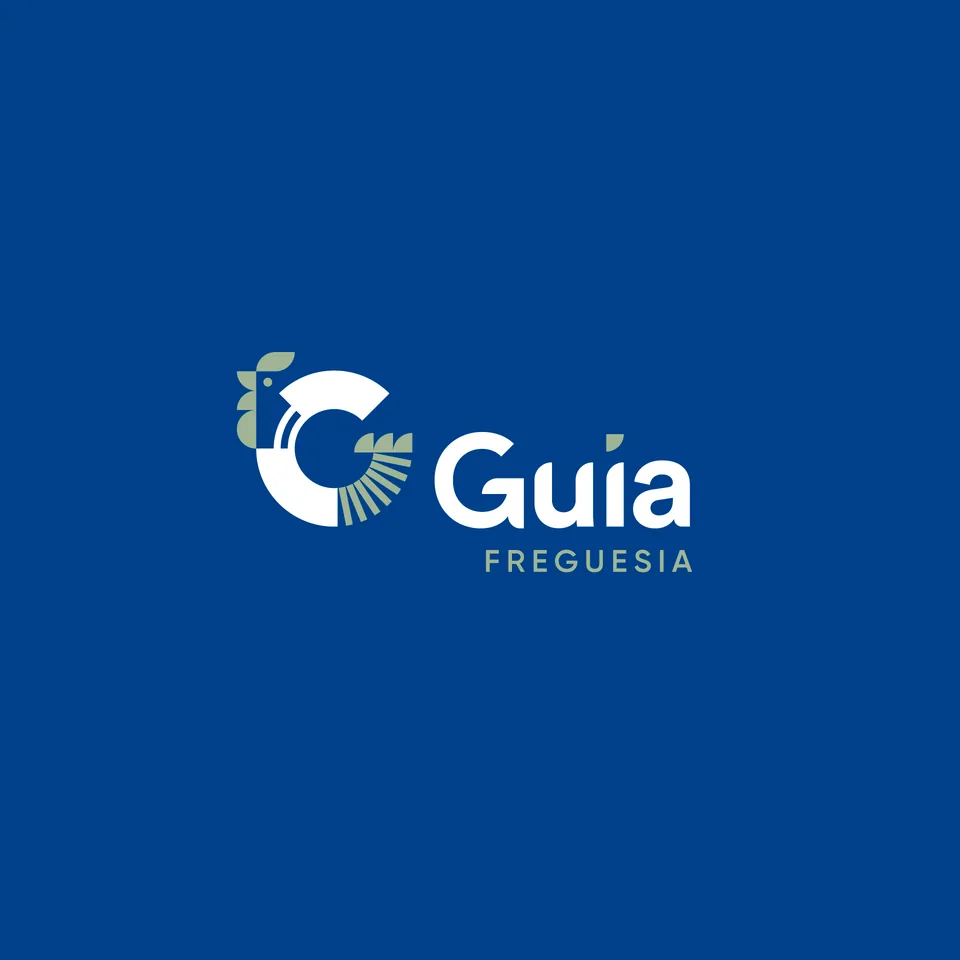Logótipo da Freguesia da Guia, branco sobre azul.